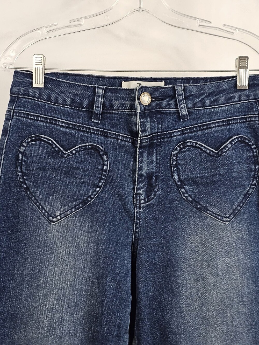 Flying Angel Heart Pocket High Rise Wide Leg Jeans, Sz 3/26